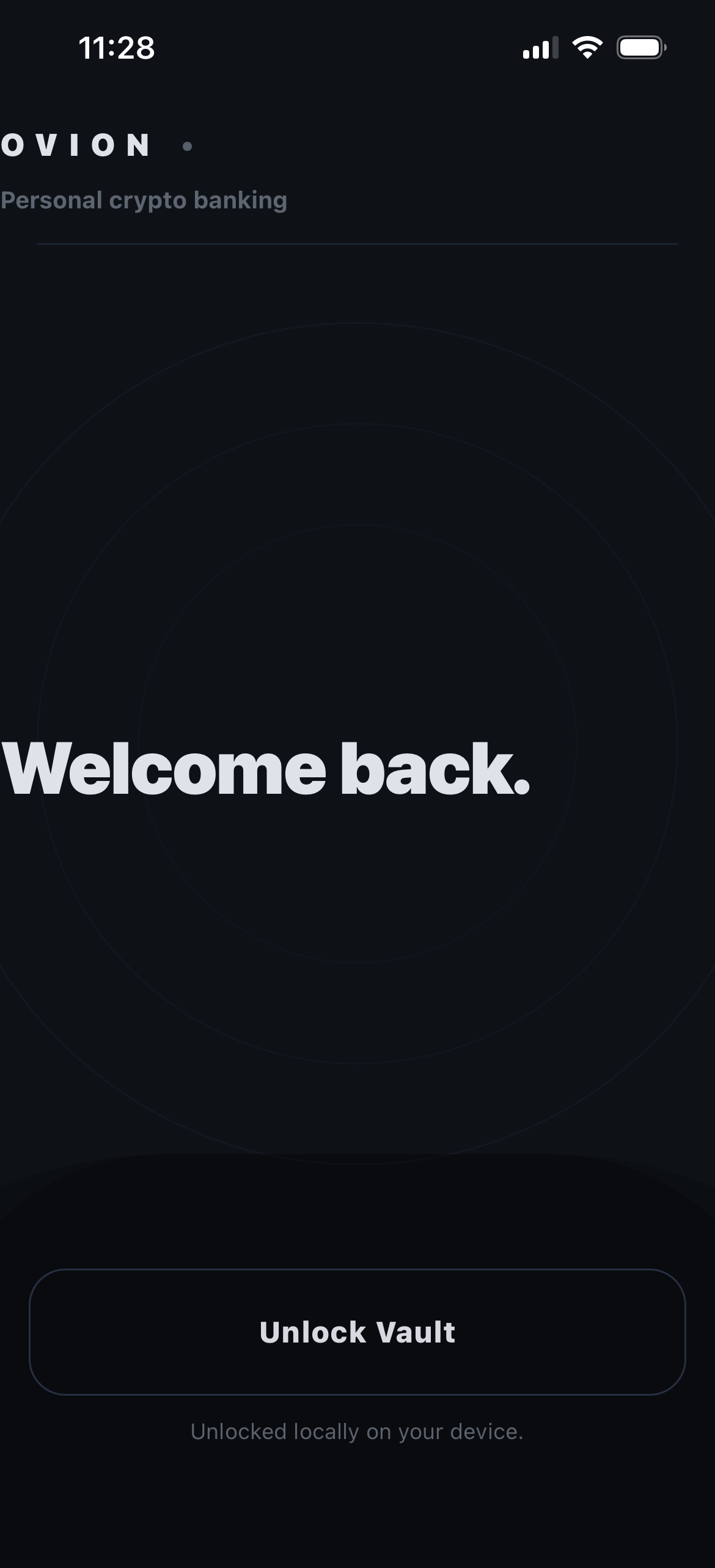 Ovion welcome screen